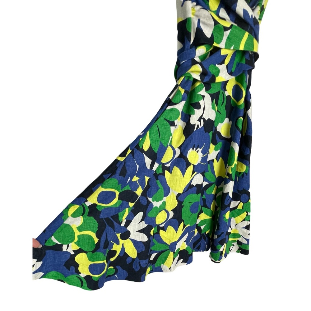 HOBBS Twitchill Fit & Flare Midi 100% Linen Midi Dress Floral Retro Cott… - Picture 3 of 9